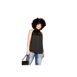 City Chic Sexy Shine Top - black medium nwt High halter neckline - Sleeveless